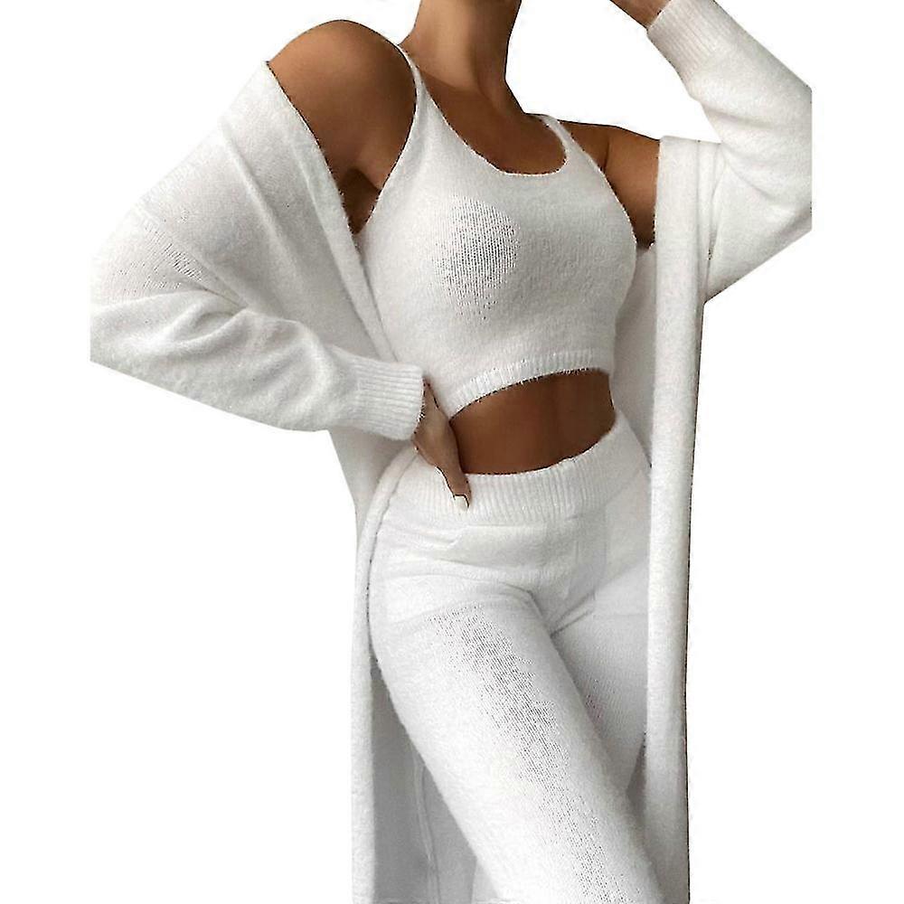 كومفورت تيدي لاونج ملابس طقم ملابس نسائية 3 قطع ملابس رياضية طقم بيجامات رقيق Pjs