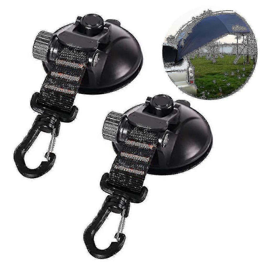 2pcs Heavy Duty Suction Cup Anchor With Securing Hook Tie Down Camping Tarp Accessory -