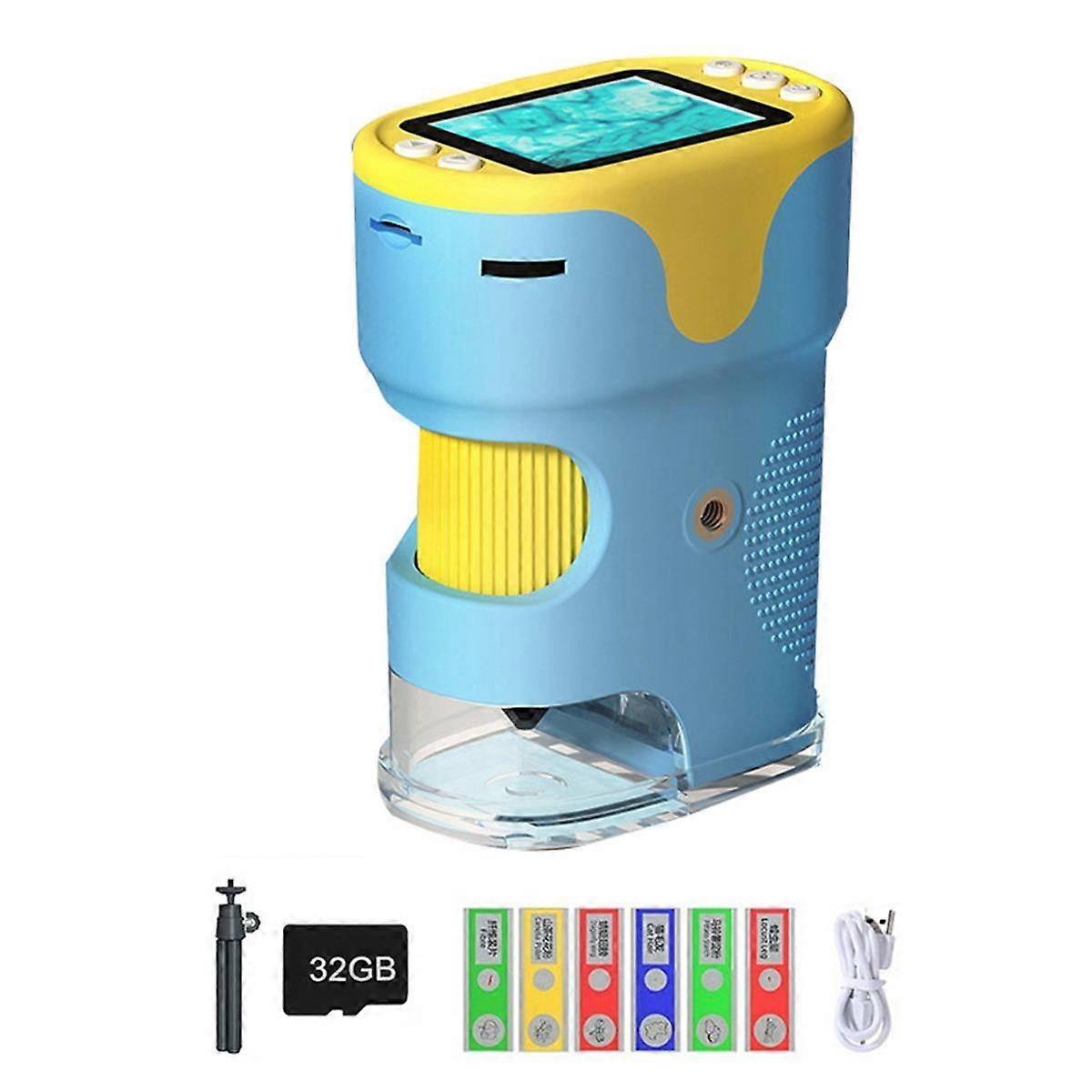 Handheld Digital Microscope for Kids with 2inch HD Screen, 200-1000X Pocket Microscope, Educational Gift for Children