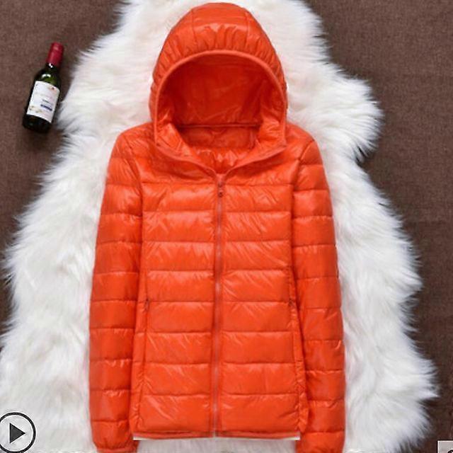 2024 Winter Women Ultralight Thin Down Jacket White Duck Down Hooded Jackets Long Sleeve Warm Coat Parka