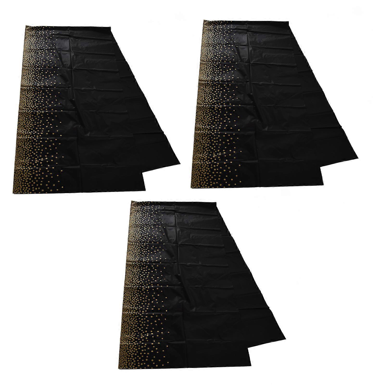 3PCS Tablecloth Waterproof Plastic Exquisite Appearance Disposable Portable Plastic TableclothBlack