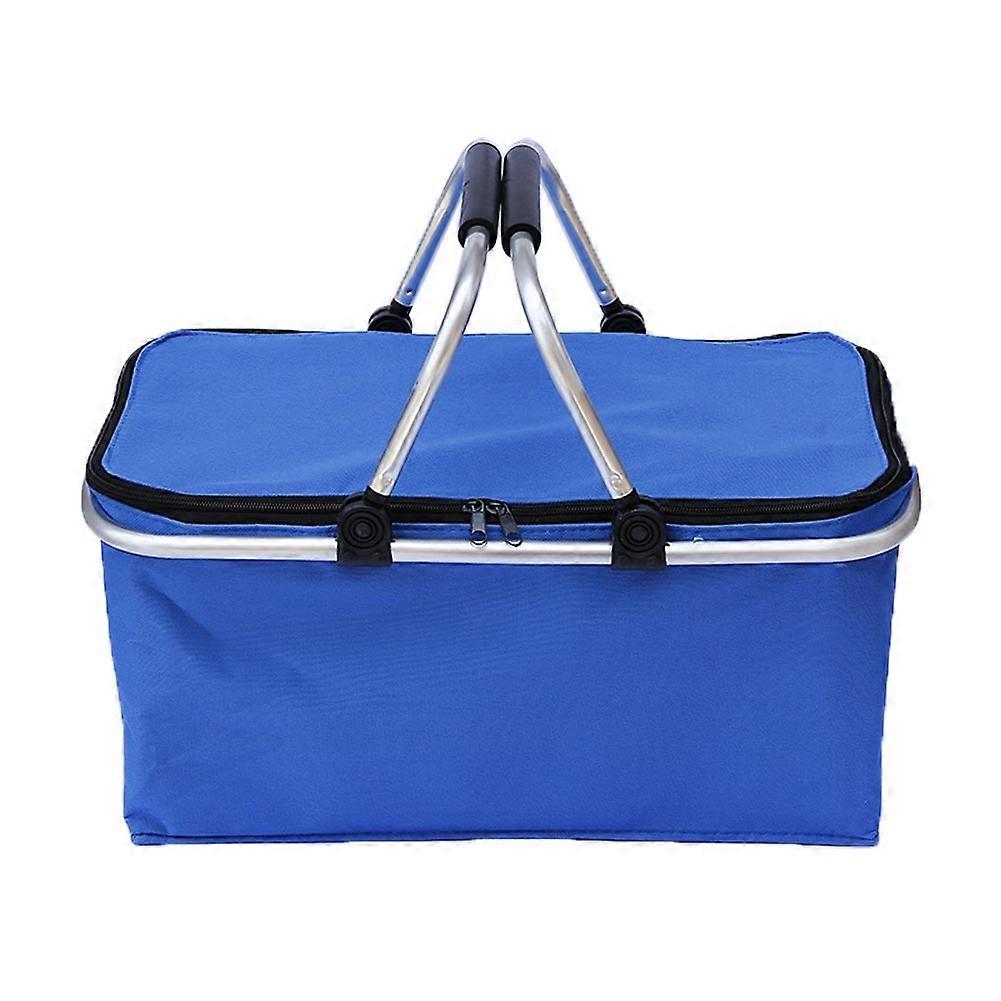 Folding Picnic Camping Shopping Basket Insulated Cooler Cool Hamper Zip Hand Bag Waterproof Bags