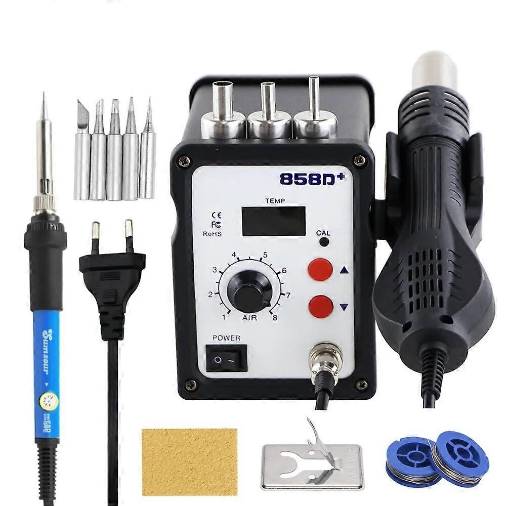 858D+ 220V varmluftspistol 700W ESD loddestation LED digital varmepistol aflodning loddestation opgradering fra 858D luftdyser
