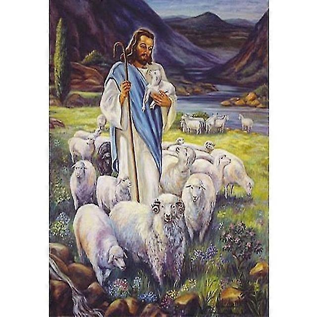 5d Diy Elmas Resim Dini İsa Çoban Tam Yuvarlak Rhinestone Haç Dikiş Elmas Mozaik Noel Yeni Yıl Hediyesi Funhome