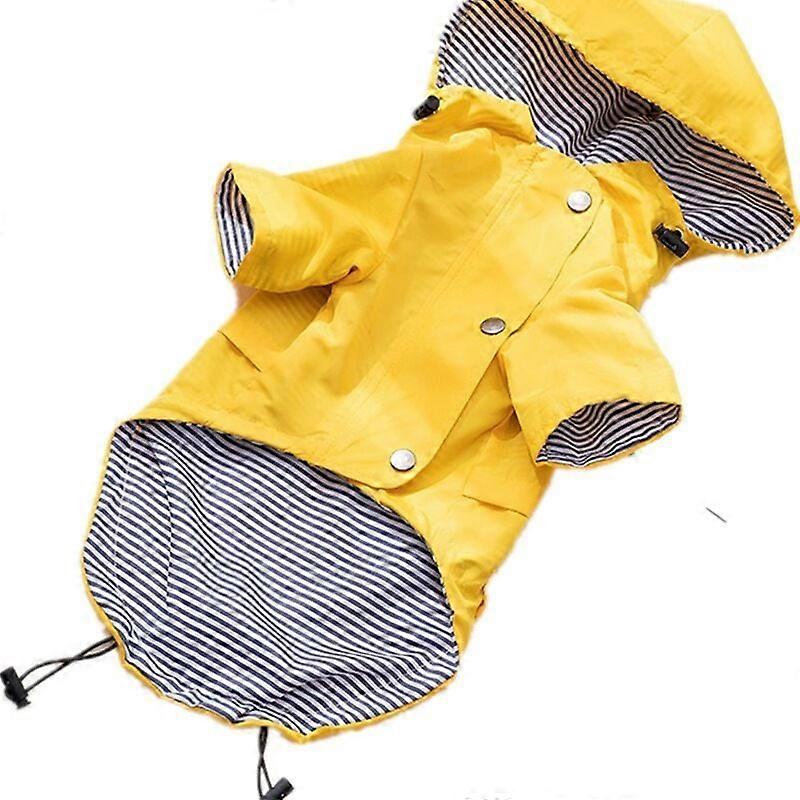 Dog Raincoat with Reflective Buttons, Rain/Water Resistant, Adjustable Drawstring, Detachable Hood, Stylish Dog Raincoat for Dogs - Yellow - L,2024 Pi