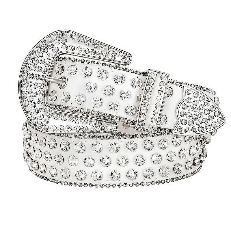 حزام حجر الراين للرجال النساء الغربية رعاة البقر راعية البقر بلينغ حزام جلدي مرصع للسراويل الجينز