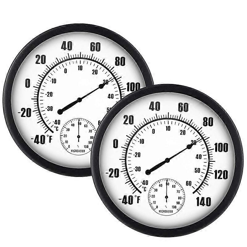 2 Pcs 10 Inches Indoor Outdoor Weather Thermometer and Hygrometer Temperature Humidity No Battery R