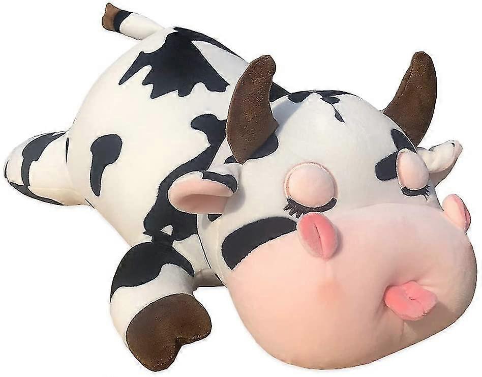 Cow Plush Pillow, Stuffed Farm Animals Toy, Spotted Black & White Plush Milky Cow Hugging Pillow(10 Inch)
