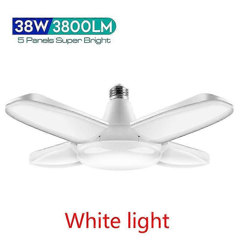 38w Led Garage Lights Foldable E27 Bulb 4 Adjustable Fan Blades Deformable Workshop Warehouse Ceiling Lighting 6500k 85-265v