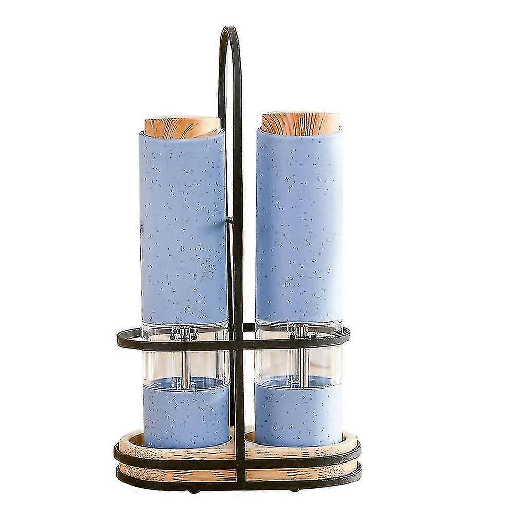 Wheat Straw Electric Pepper Grinder Set Spice Mill Kitchen Tool-blue