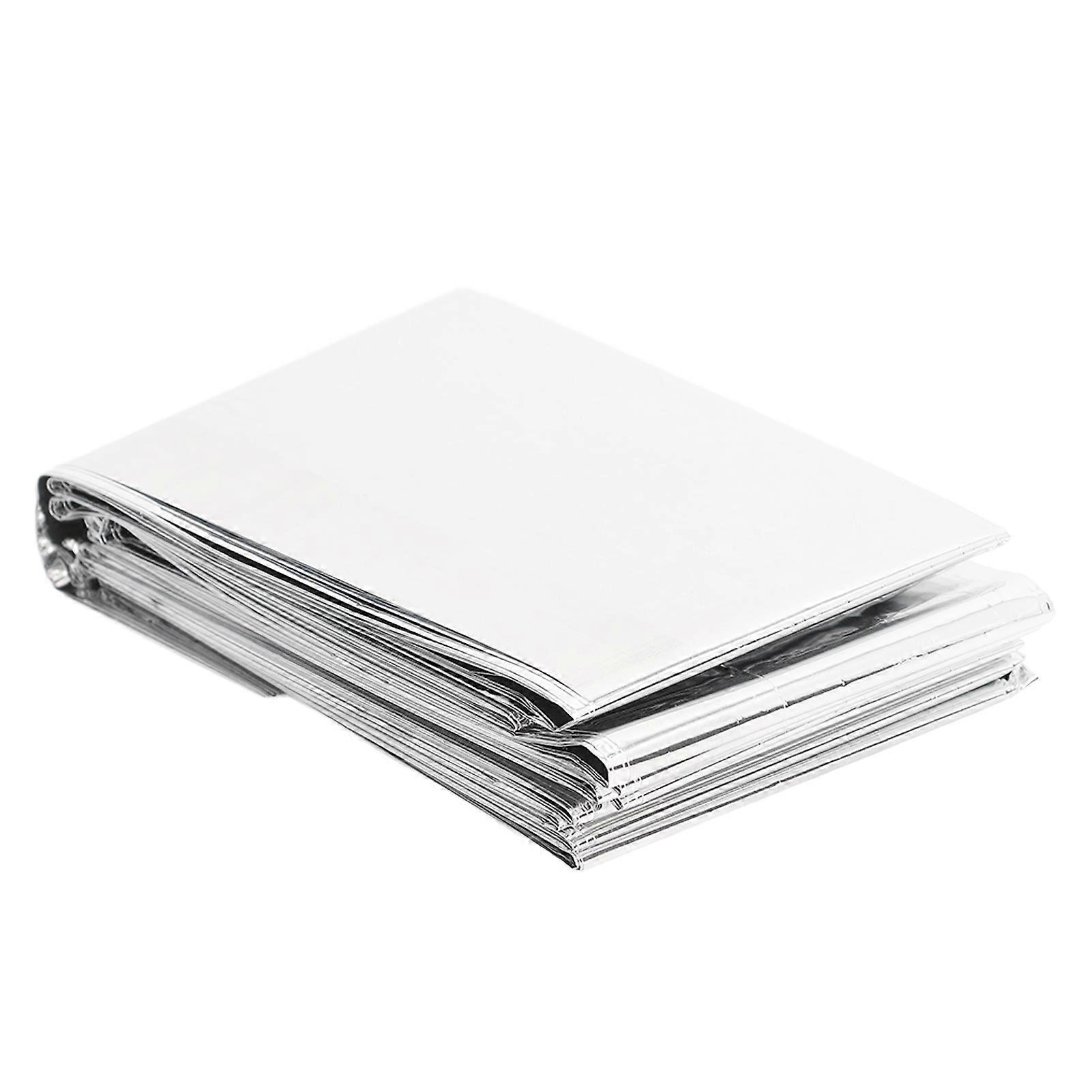 10pcs Emergency Thermal Sheet 51.18 X 82.68in Keep Warm Foldable Survival Blanket Double Sided Silver