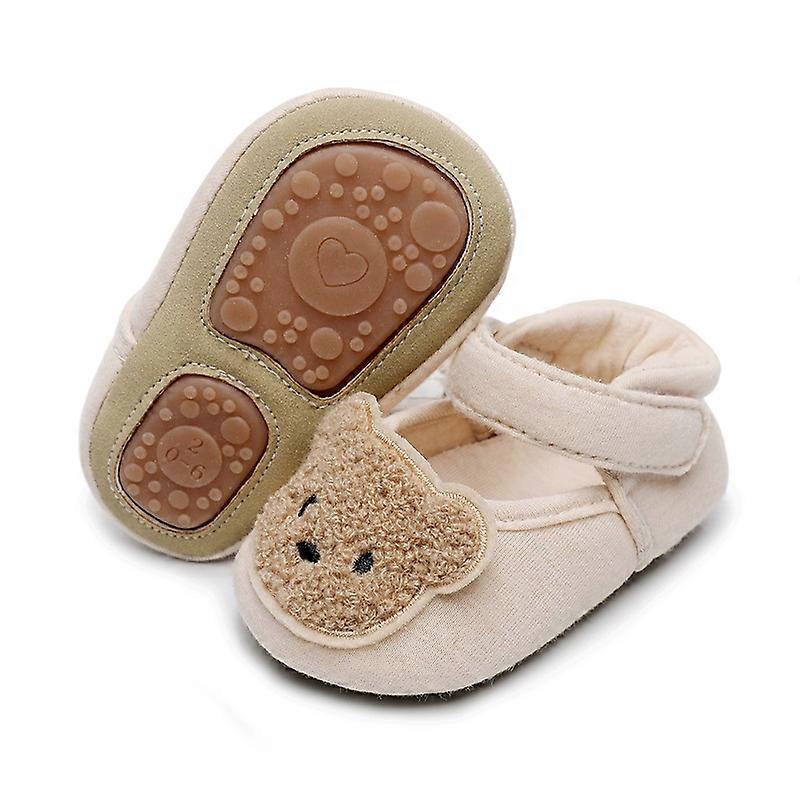 Cartoon Baby Walking Shoes Cute Prevent Slip Bottom Baby Prewalker for Spring Autumn Hard Bottom Bear Inner Length 11cm/4.3in (06)