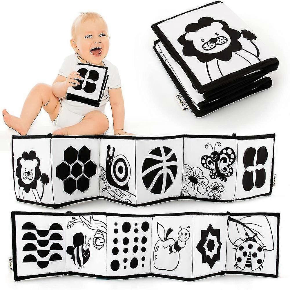 Sort Og Hvid Baby Soft Book, Høj Kontrast Baby Sensorisk Legetøj , Spædbørn Mave Tid Legetøj
