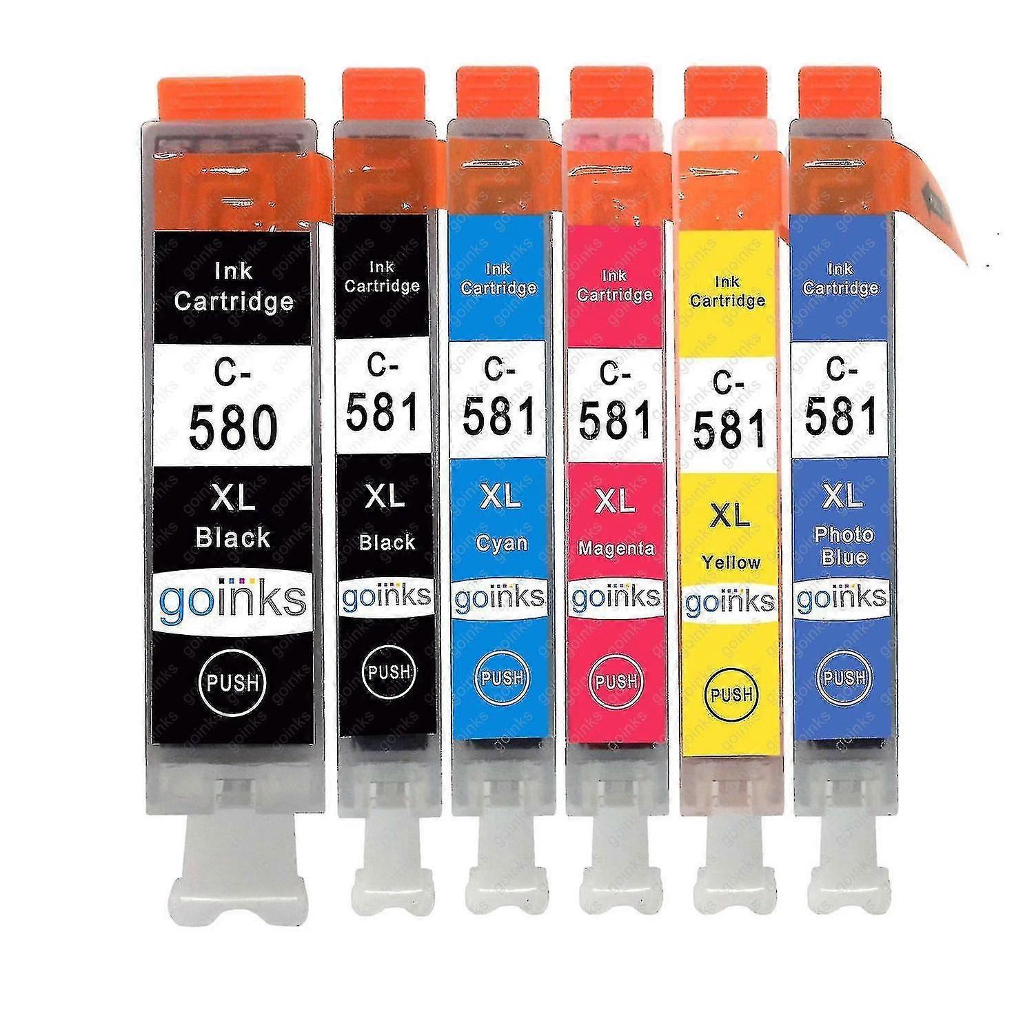 1 set di 6 cartucce d'inchiostro per sostituire Canon Pgi-580 e cli-581 compatibile / non OEM da Go Inks (6 inchiostri