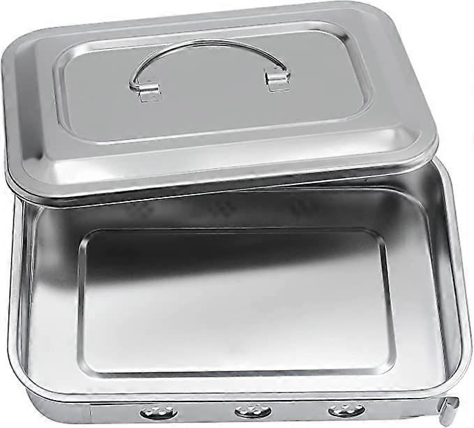 الصواني الجراحية الطبية الفولاذ المقاوم للصدأ أدوات طب الأسنان صينية منظم لوحة صواني مربع مع غطاء ومقبض قبضة والثقوب