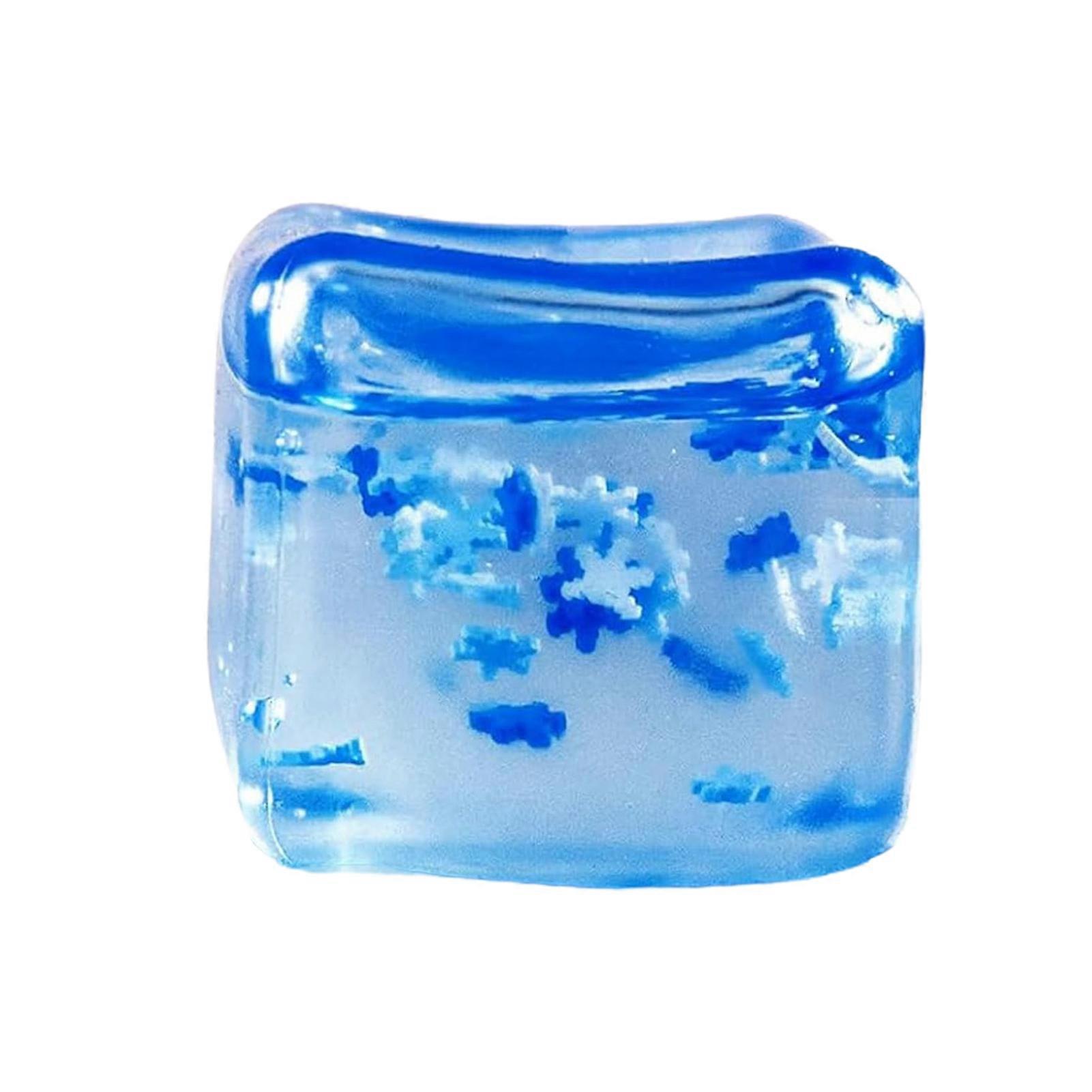 1/2/4Pcs Stress Cube Fidget Toy TPR Slow Rebound Anxiety Relief Liquid Snowflake Filled Square Ice Cube Squishes Sensory Toy Kids Adults Gift