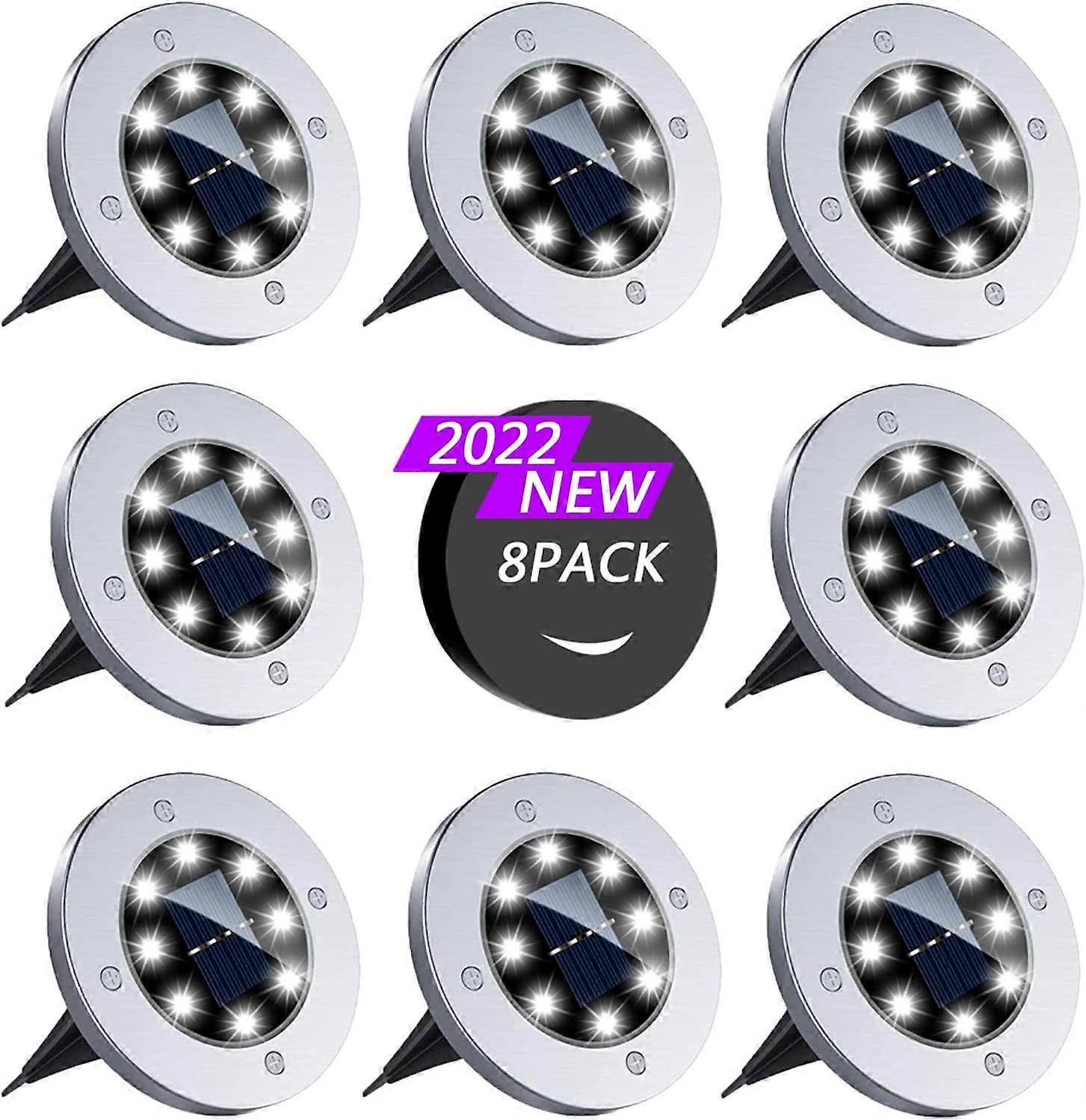 8 Pieces Solar Ground Lights(Cool White)