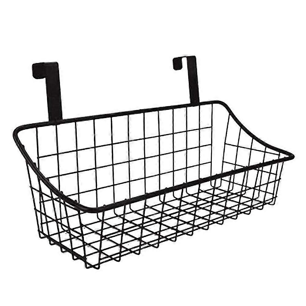 Basket with hook Grid Storage Basket, Hang it behind a door or on a railing, Over the Cabinet Door, BLack