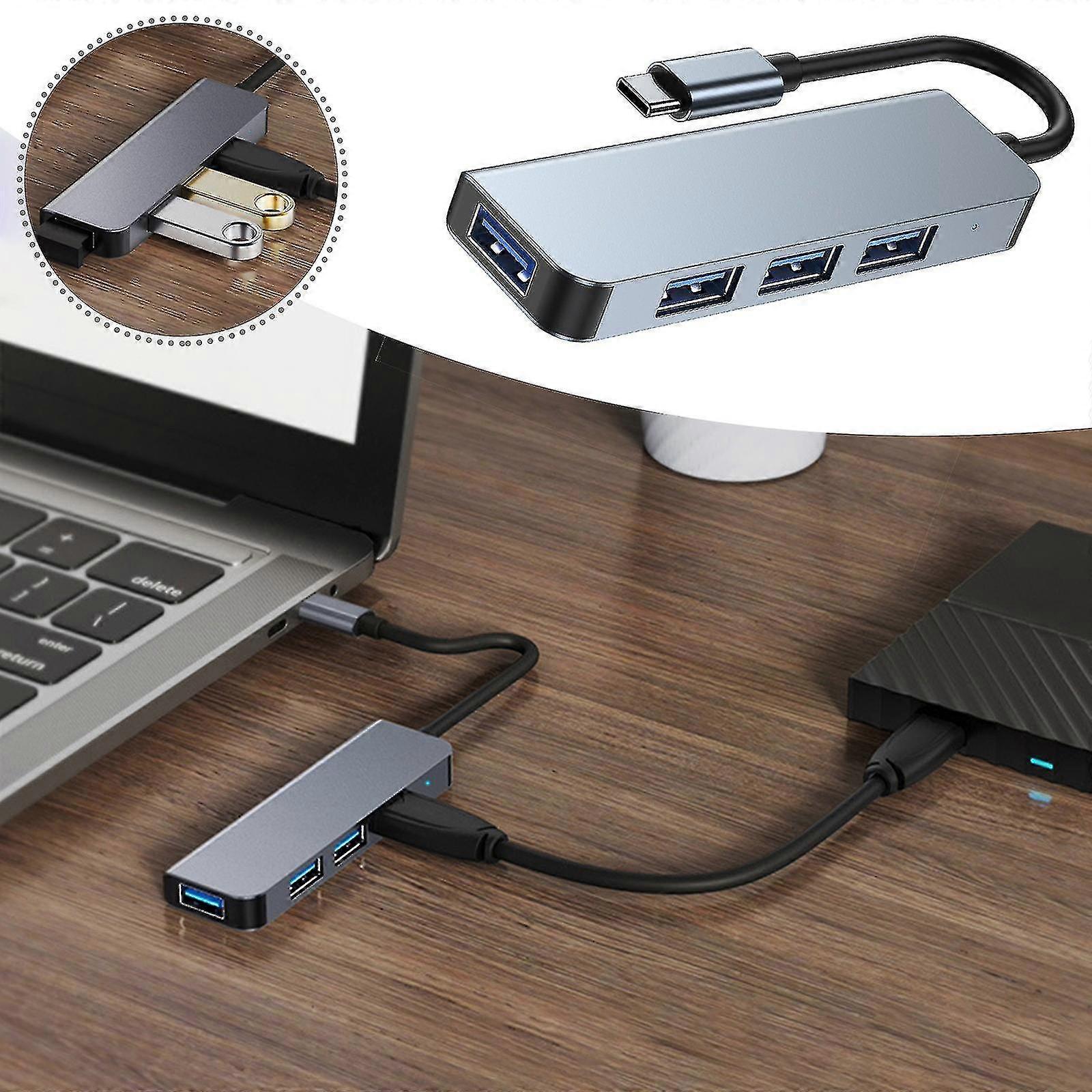 4-in-1 Type-c Network Hub Multi-splitter Adapter With 1xusb3.0 + 3xusb2.0 For Pc Computer Accessories