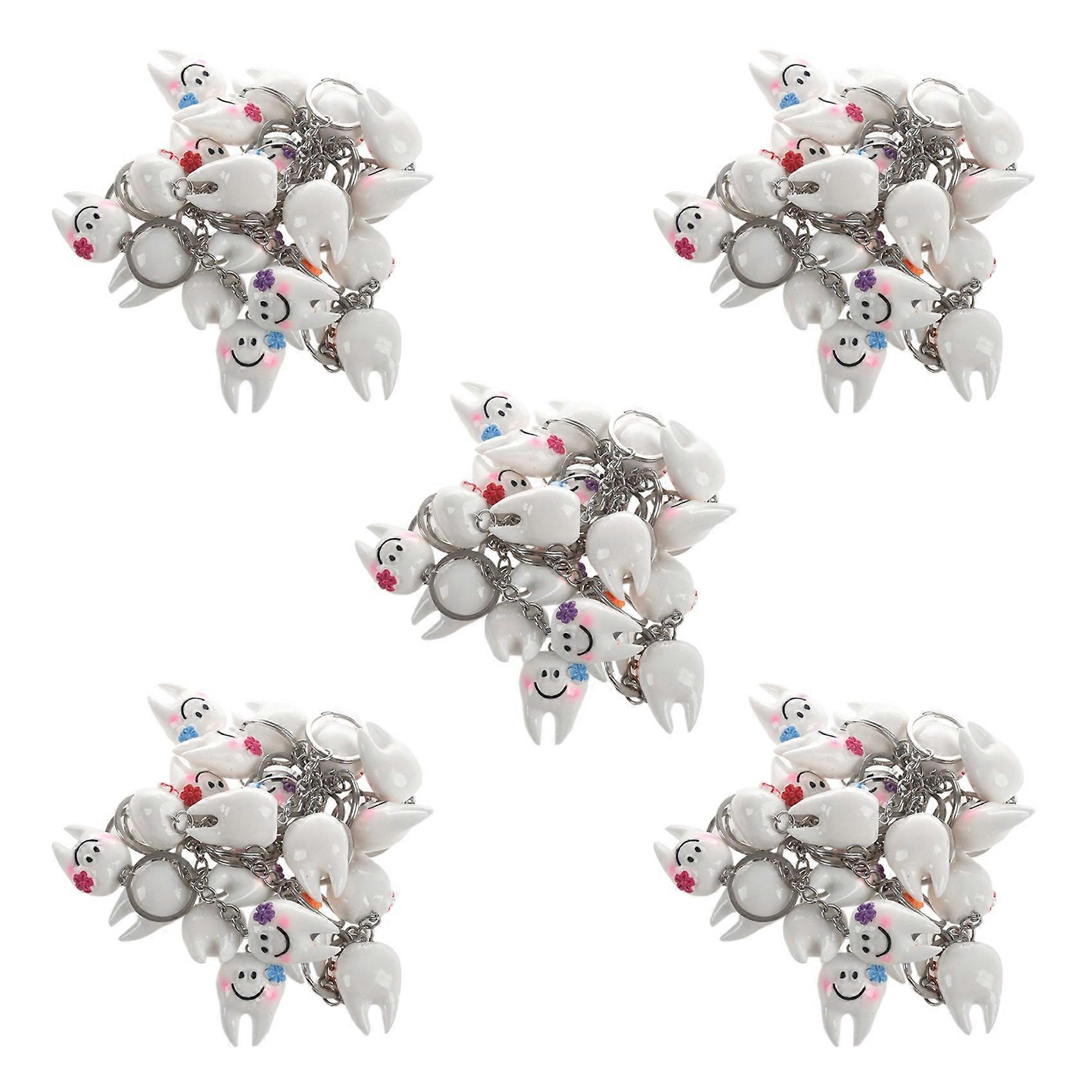 100 Pcs Keychain Key Ring Hang Tooth Shape Cute Dental Gift