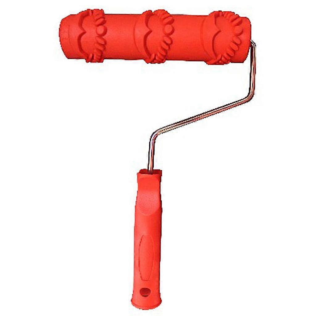 7inch Embossed Painting Roller with Plastic Handle Wall Decor 02