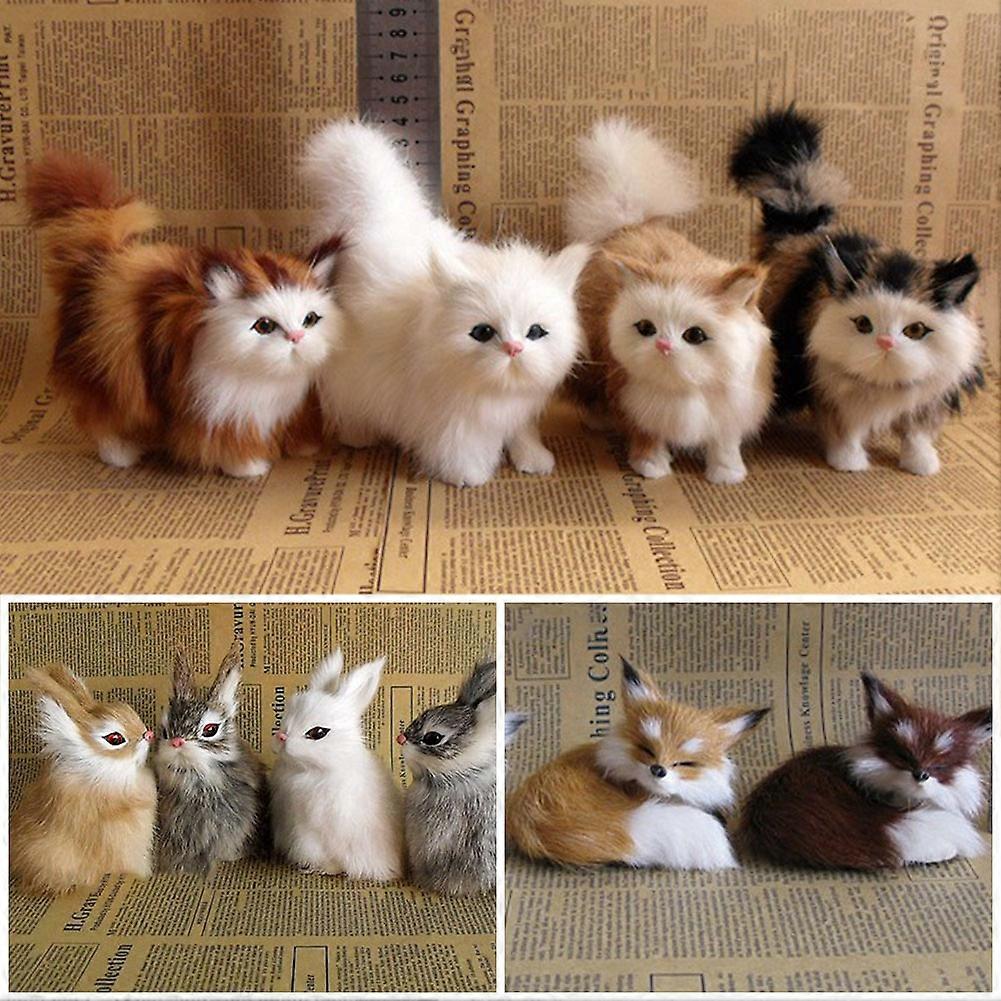 New Simulation Brown Fox Plush Toys Gift For Kid Furs Squatting Fox Model Animals World With Static Action Figures Ornament