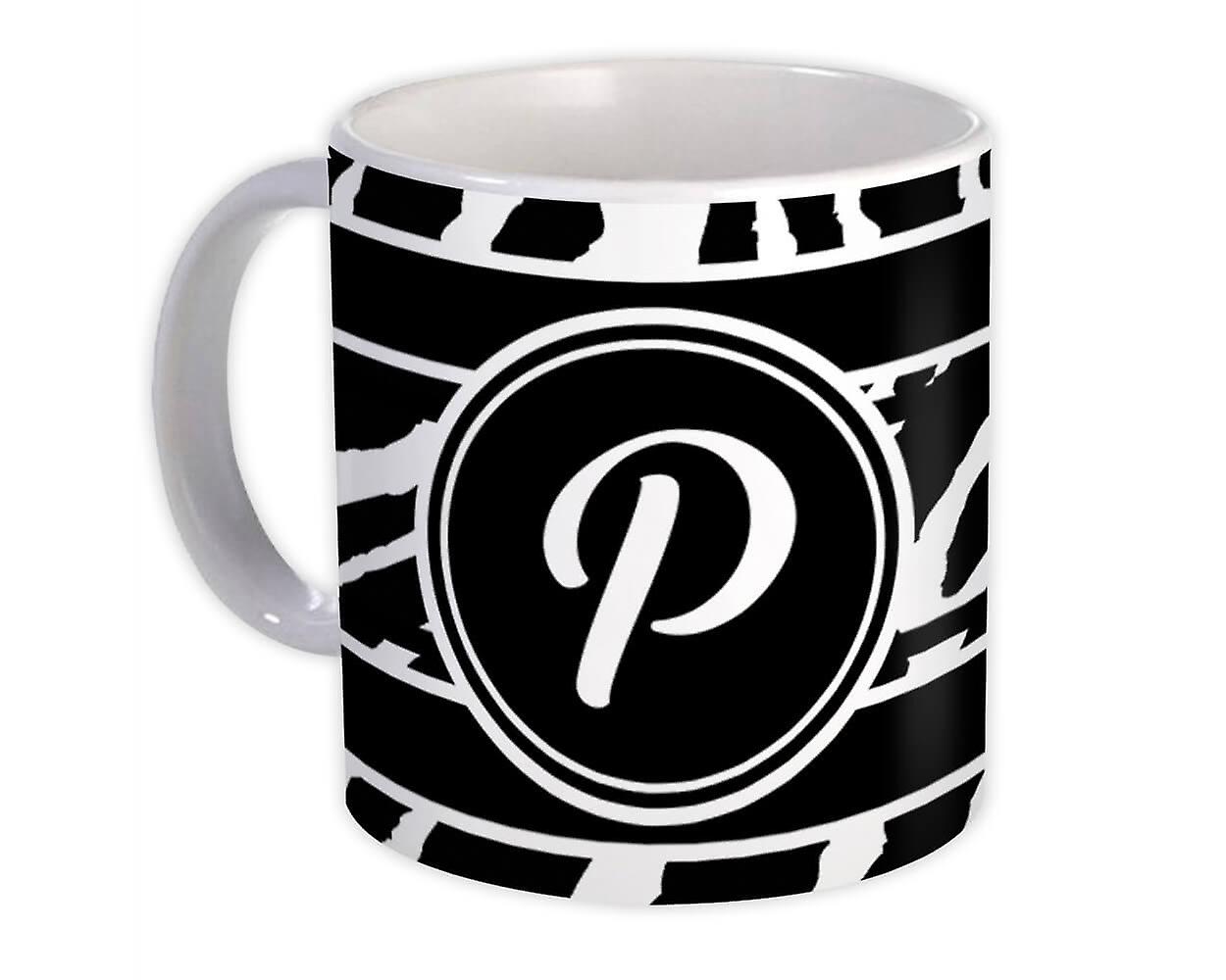 Hediye Kupa: Monogram Harf P Zebra