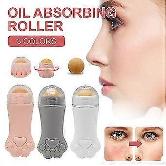 Griffe de chat Huile pour le visage Rouleau absorbant Pierre volcanique Rouleau de contrôle de l’huile pour le visage T-zone Boule d’élimination de l’huile Soins de la peau Maquillage Soins de la peau, Blanc