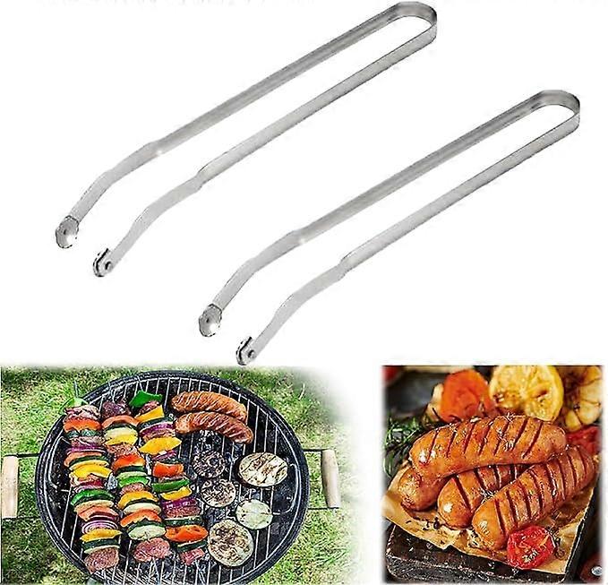 1-2pcs BBQ Sausage Turning Tongs with Long Handle Multifunctional Sturdy Grills Tongs for Outdoor Cooking