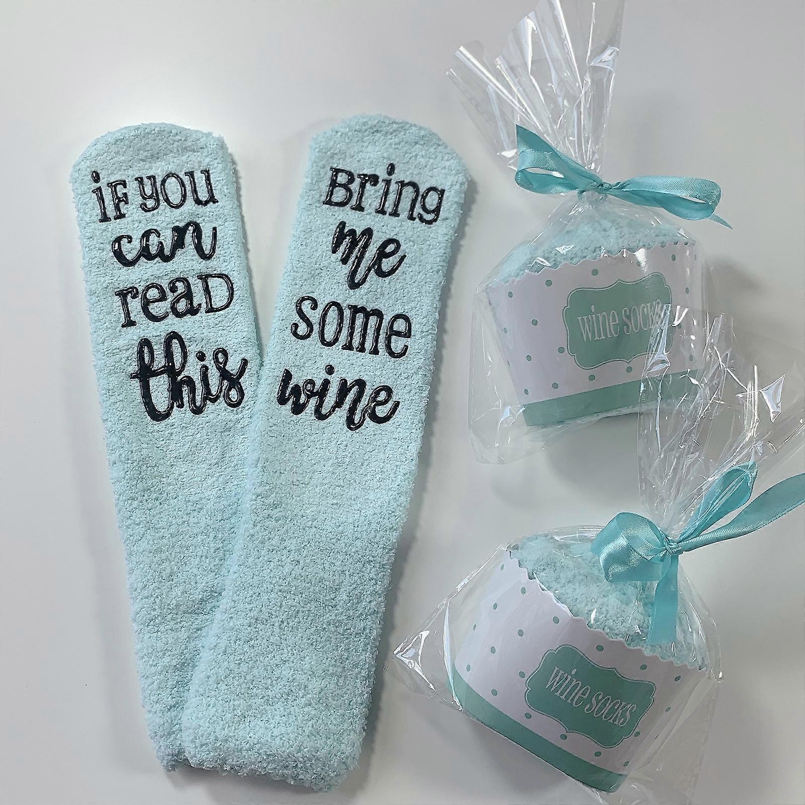 If You Can Read This Funny Socks for Women Pink Fuzzy Fluffy Cupcake Socks with Funny Saying, Gifts for Women