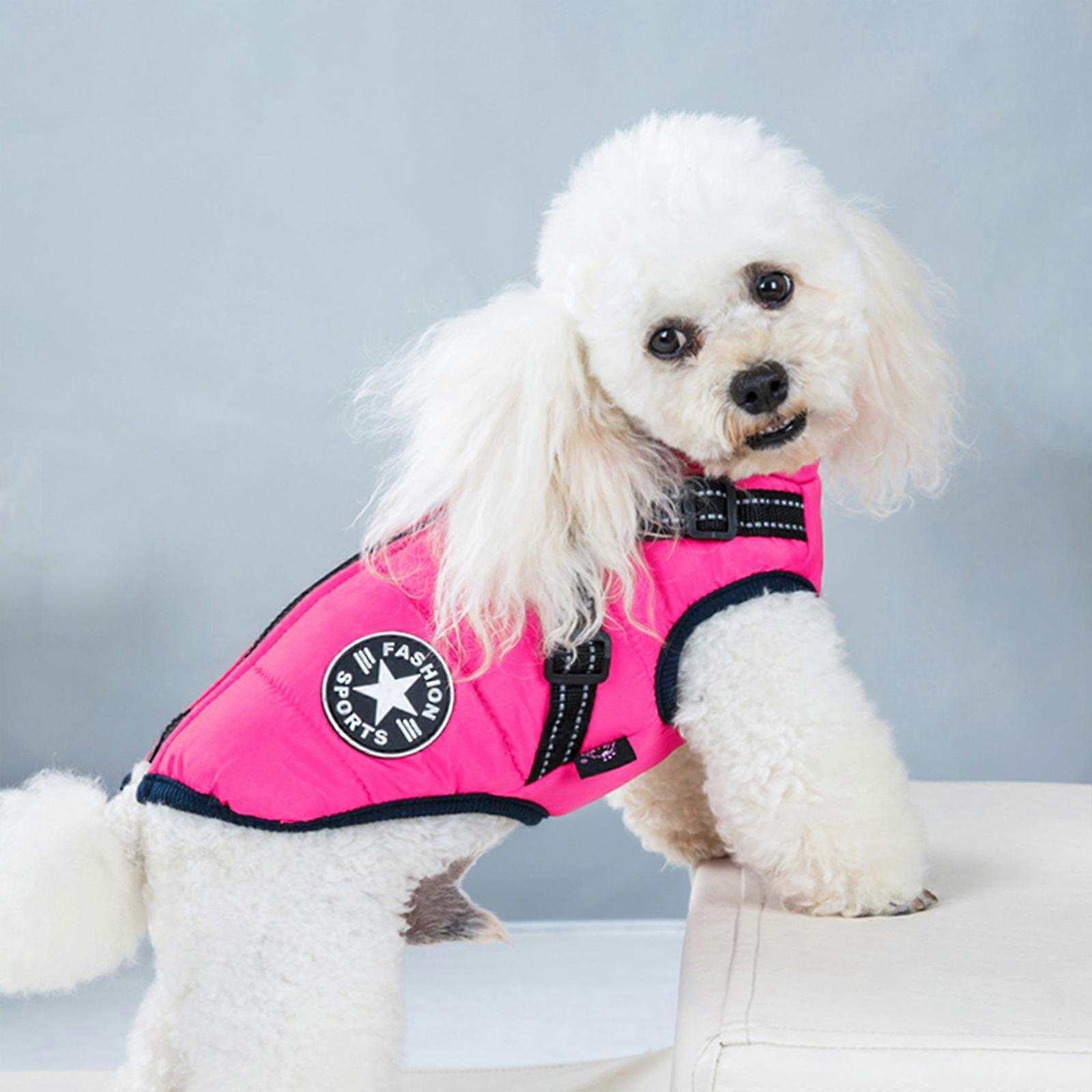 Dog Jacket for Small Medium Dogs, Dog Winter Coat Fleece Lined with Harness Cozy Warm, Reflective Dog Winter Clothes Outdoor Hiking