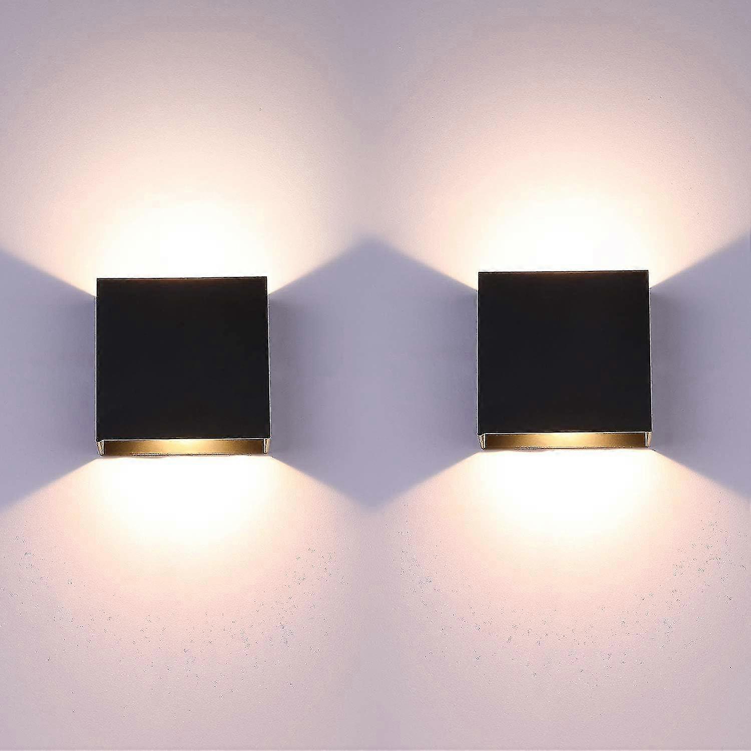 2 pachete de lumini de perete cu LED-uri de interior în sus și în jos lumini de perete negru 6W aluminiu