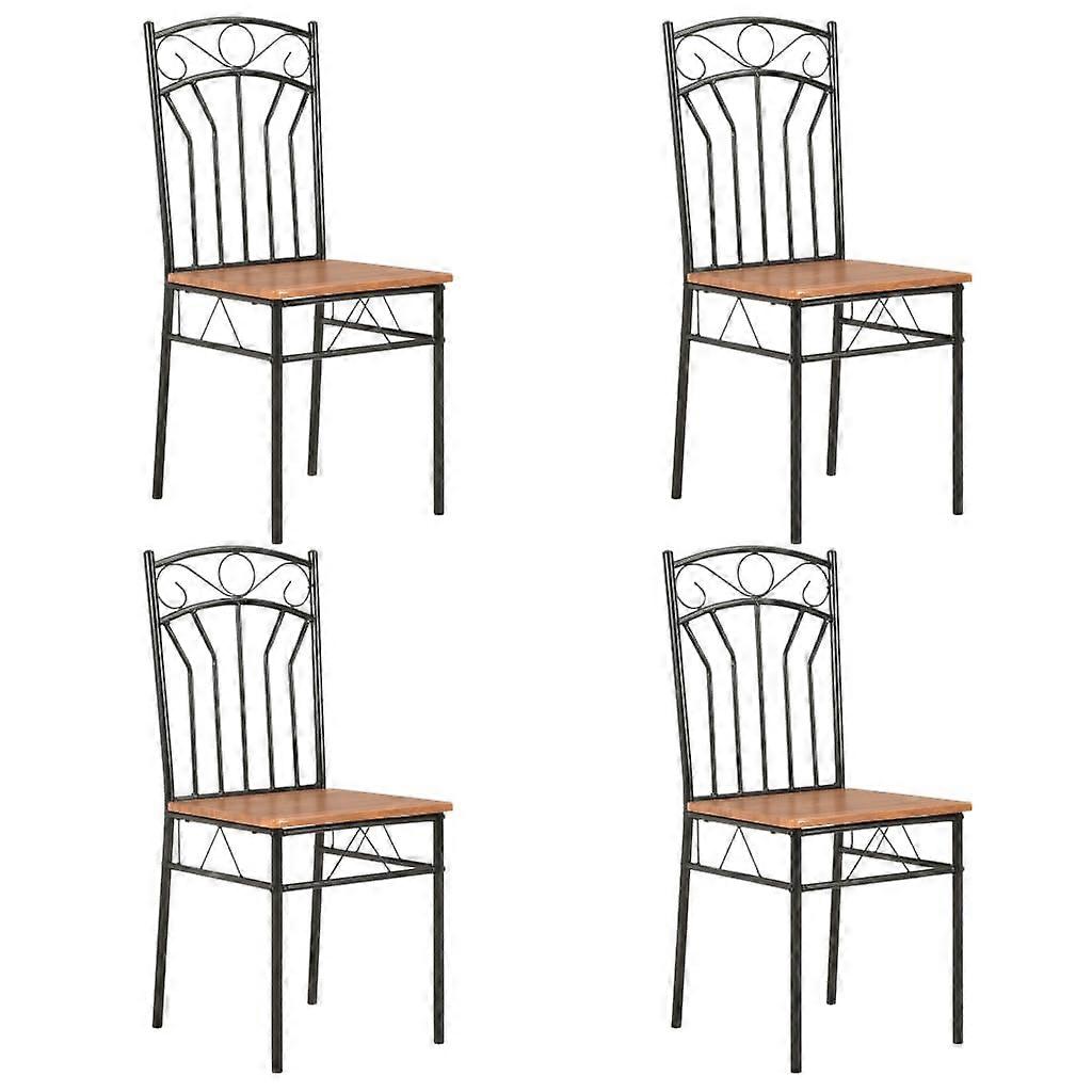 4 Pcs Brown Mdf Dining Chairs