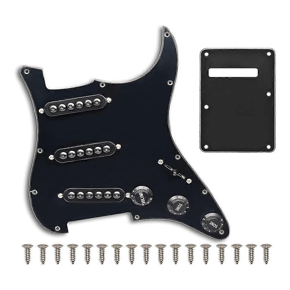 Prewired ST Pickguard SSS 3 Single Coil Pickups Adjustable Screws for Standard Guitar Parts,Black