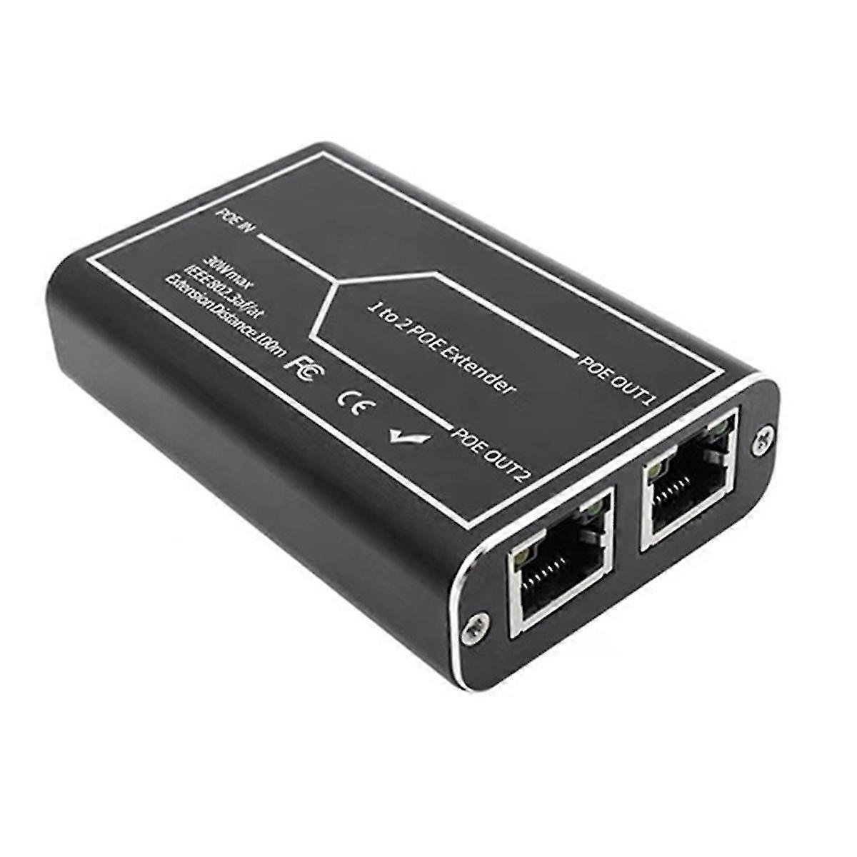 Gigabit POE Extender 2 Port 1000M Network Switch Repeater 30W IEEE802.3Af/At Plug&Play for PoE Switch NVR IP Camera
