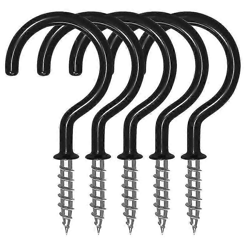 5pcs Ceiling Hooks Flower Basket Cup Black Hook