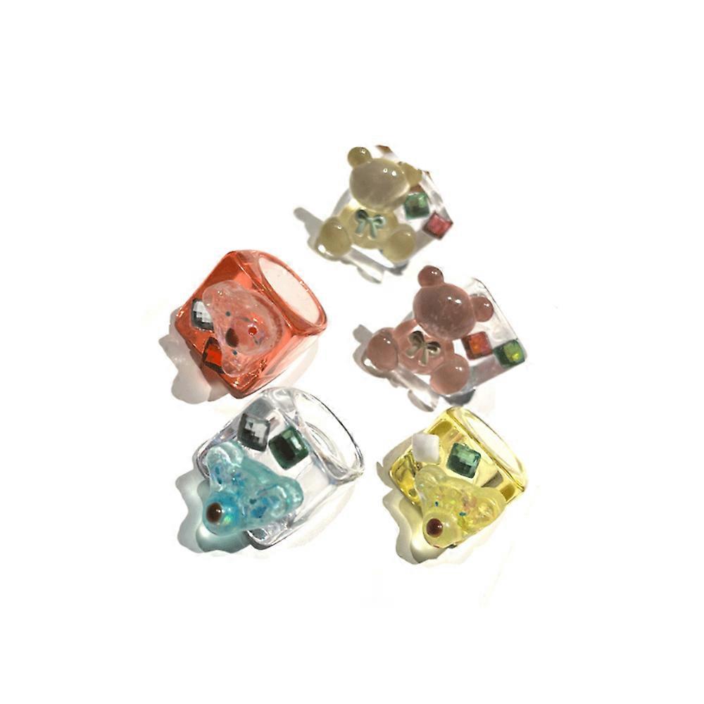 (Set de 5) Inel de urs de desene animate drăguț - inel feminin drăguț