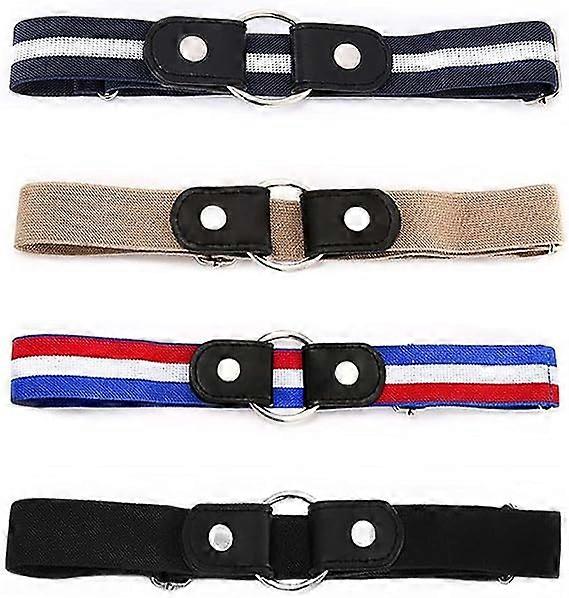Women's Stretch Belt Buckleless Belt - 4 Pieces Invisible Elastic Waistband for Jeans Pants Skirts - Unisex Adjustable Quick Release Waist Belt Belt f