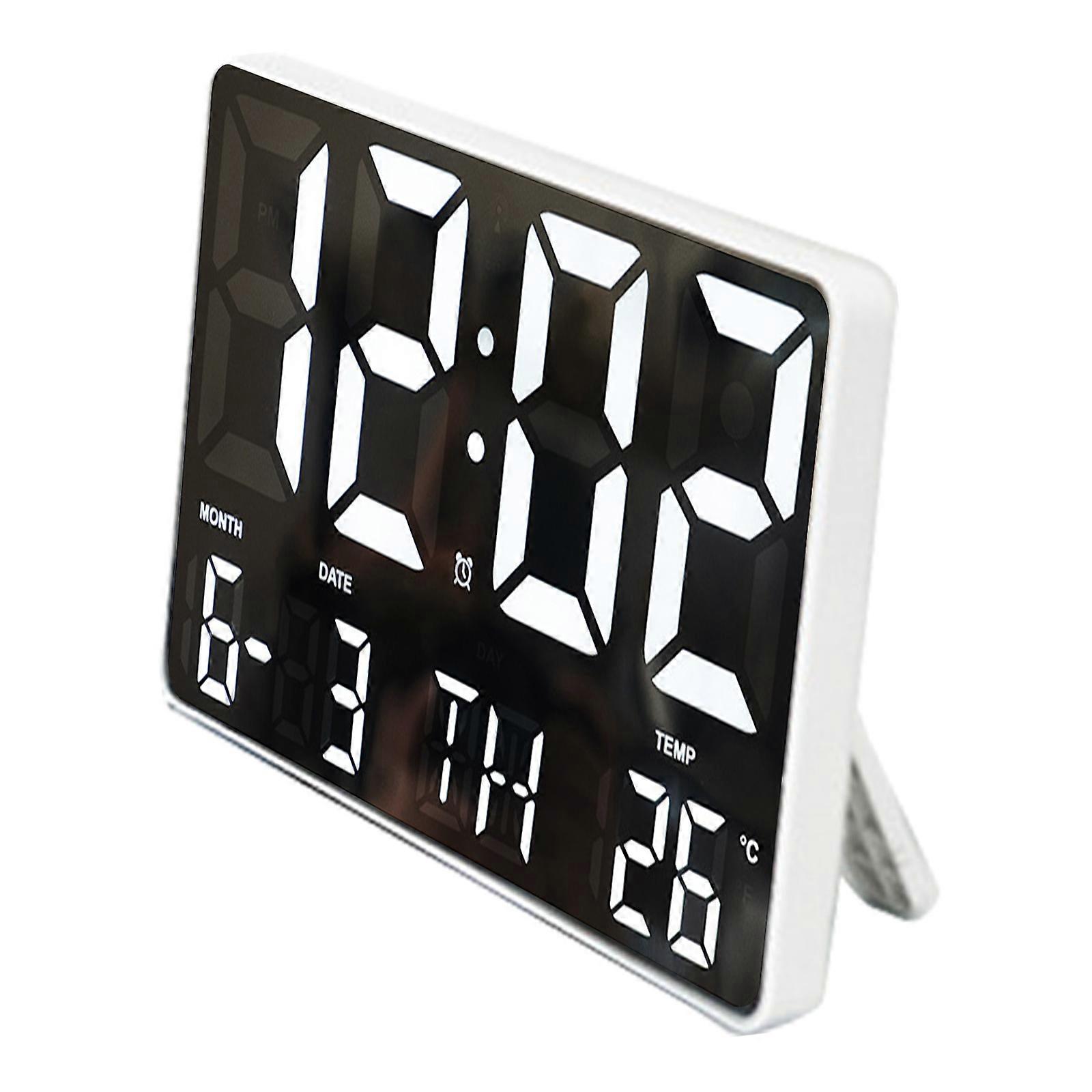 Digital Clock Large Display Electronic Wall Clock Calendar Snooze Alarm Clock with Wireless Remote Control LED Light