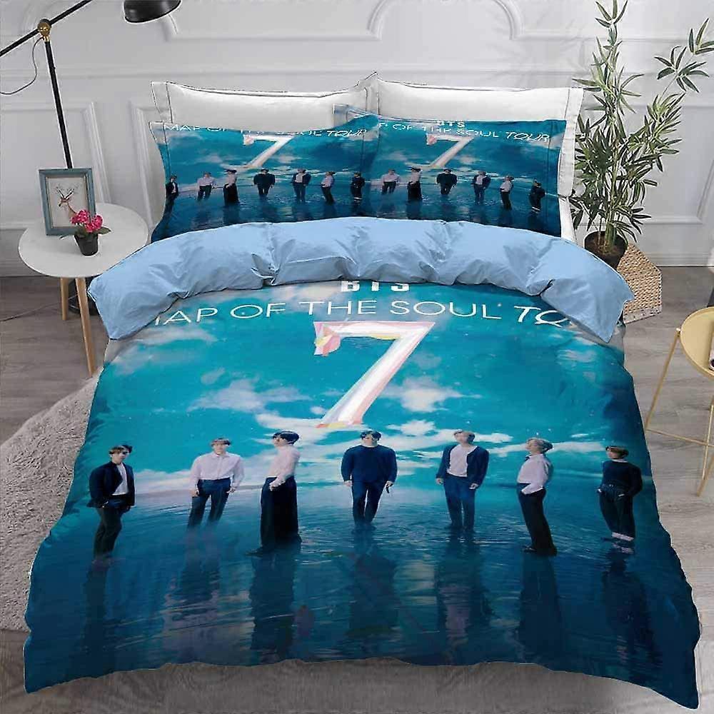 Karta över Soul Påslakan Set Kpop BTS Sängkläder Sets 3-delat Ultra Soft Quilt Cover Dubbelborstat Microfiber Täcke Täcke med 2 Pillow Shams Fu