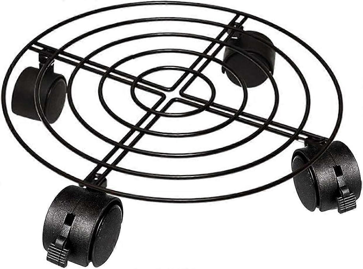 العلبة الغراس المعدنية - الثقيلة 13 '' الحديد جولة النبات الوقوف على عجلات ، حديقة زهرة وعاء الرف