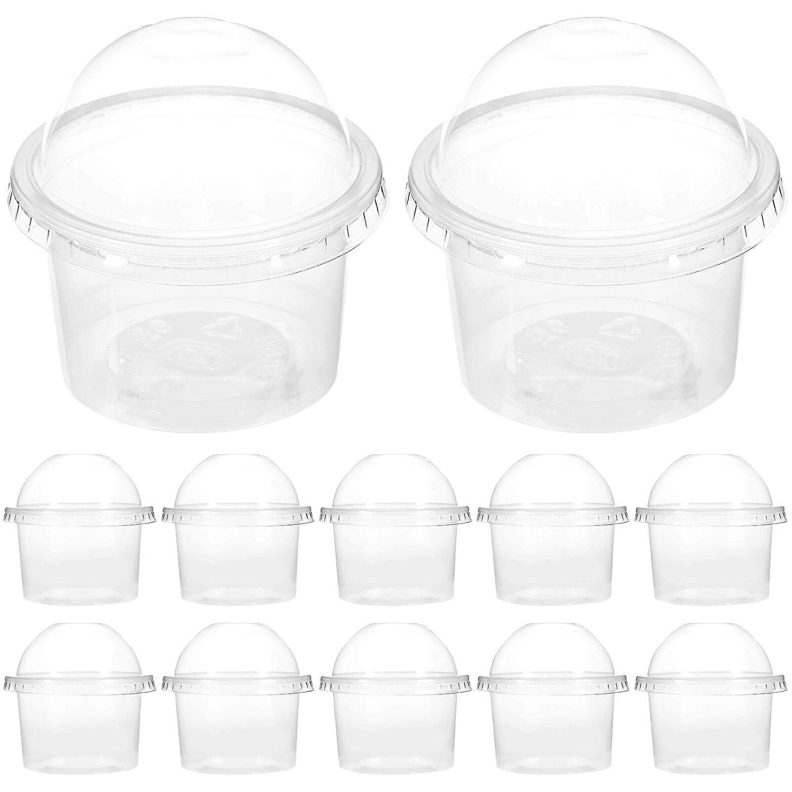 100pcs Dessertbecher mit Deckel Einweg-Puddingbecher Plastik-Einwegbecher für Suppen-Eisbecher Eiscreme