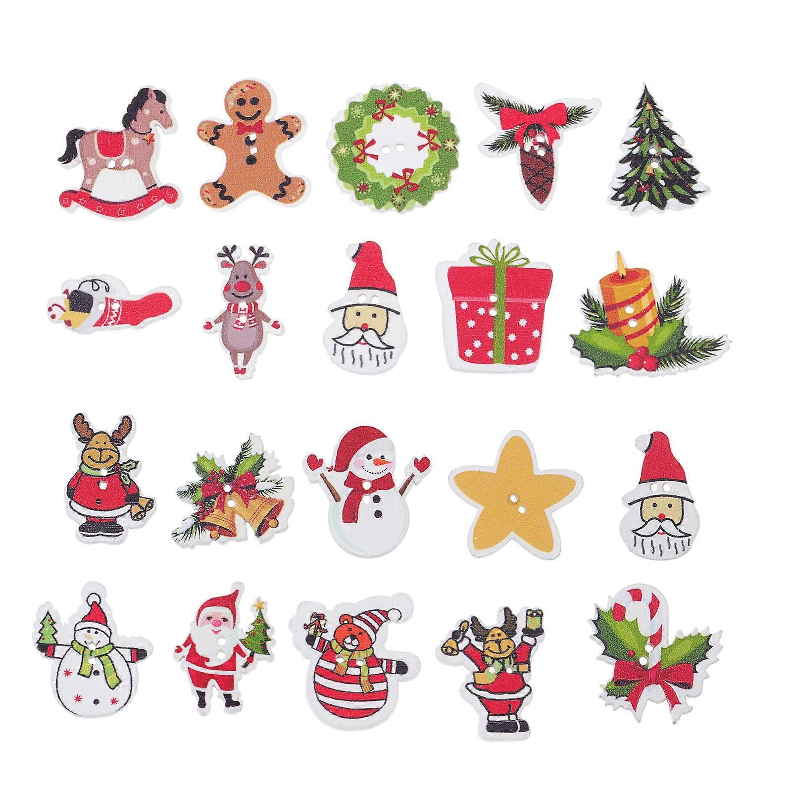100 Pcs Santa Clause Button Table Scatter Small Christmas Buttons Christmas Diy Decoration