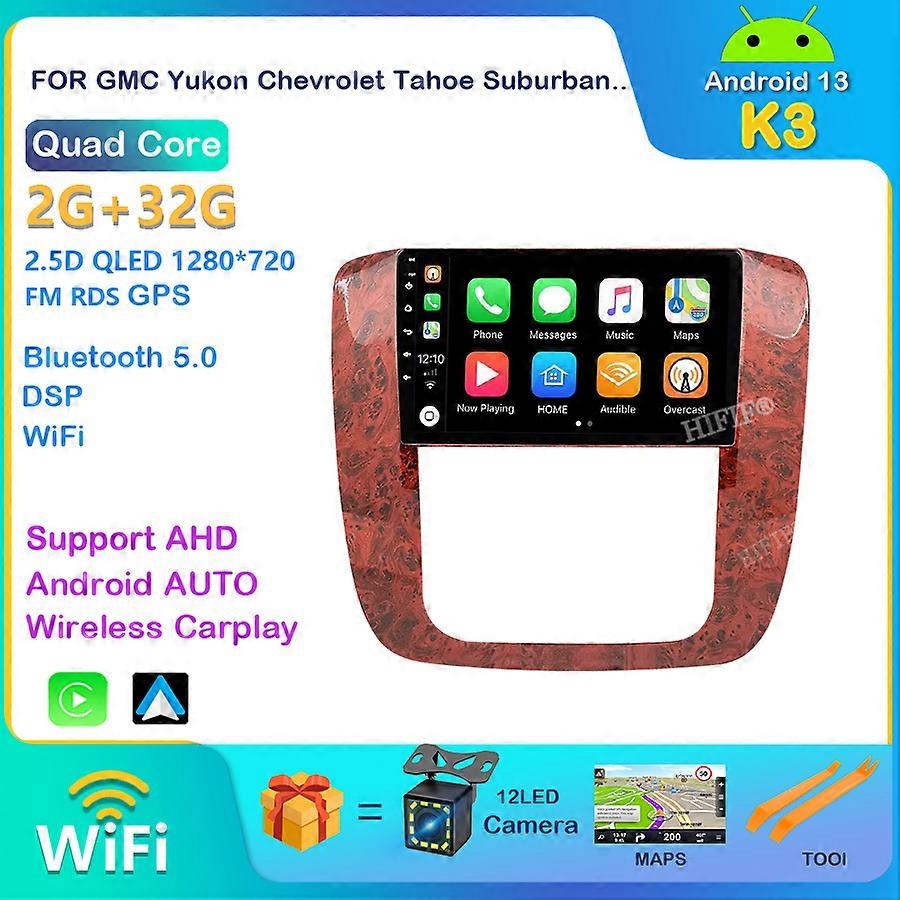 Android 13 Carplay auto For GMC Yukon Chevrolet Tahoe Suburban 2007 - 2012 Car Radio Multimedia Video Player GPS Navigation DSP