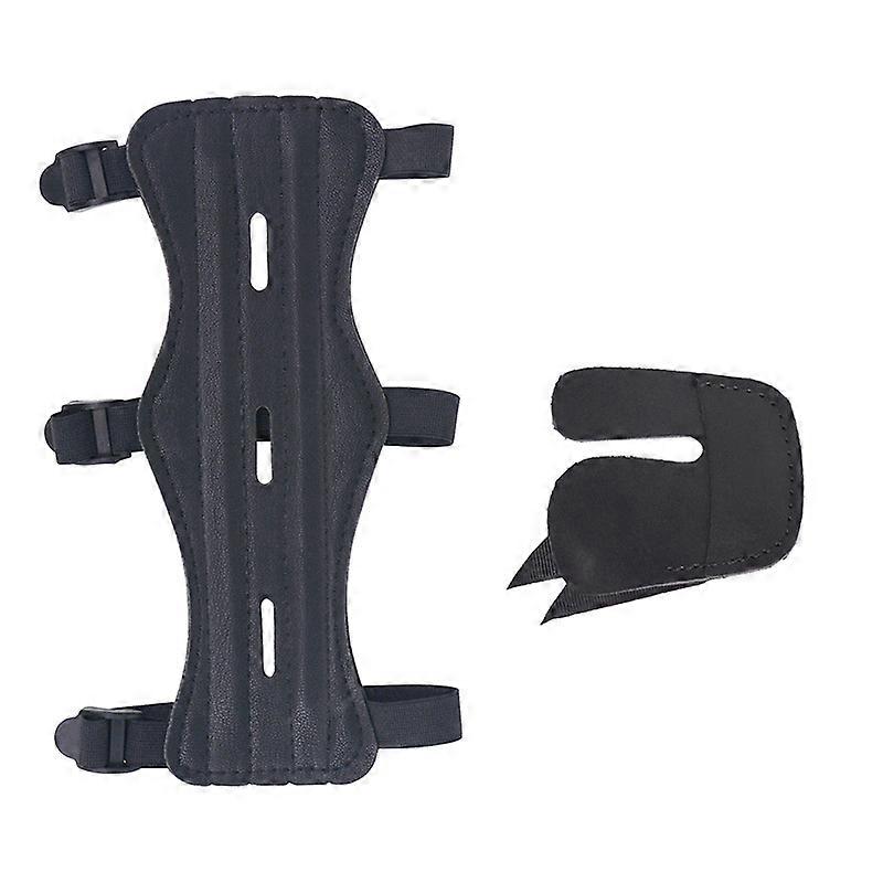 Adjustable Arm Guard Protector Protective Equipment 3 Straps(Black,1Set)