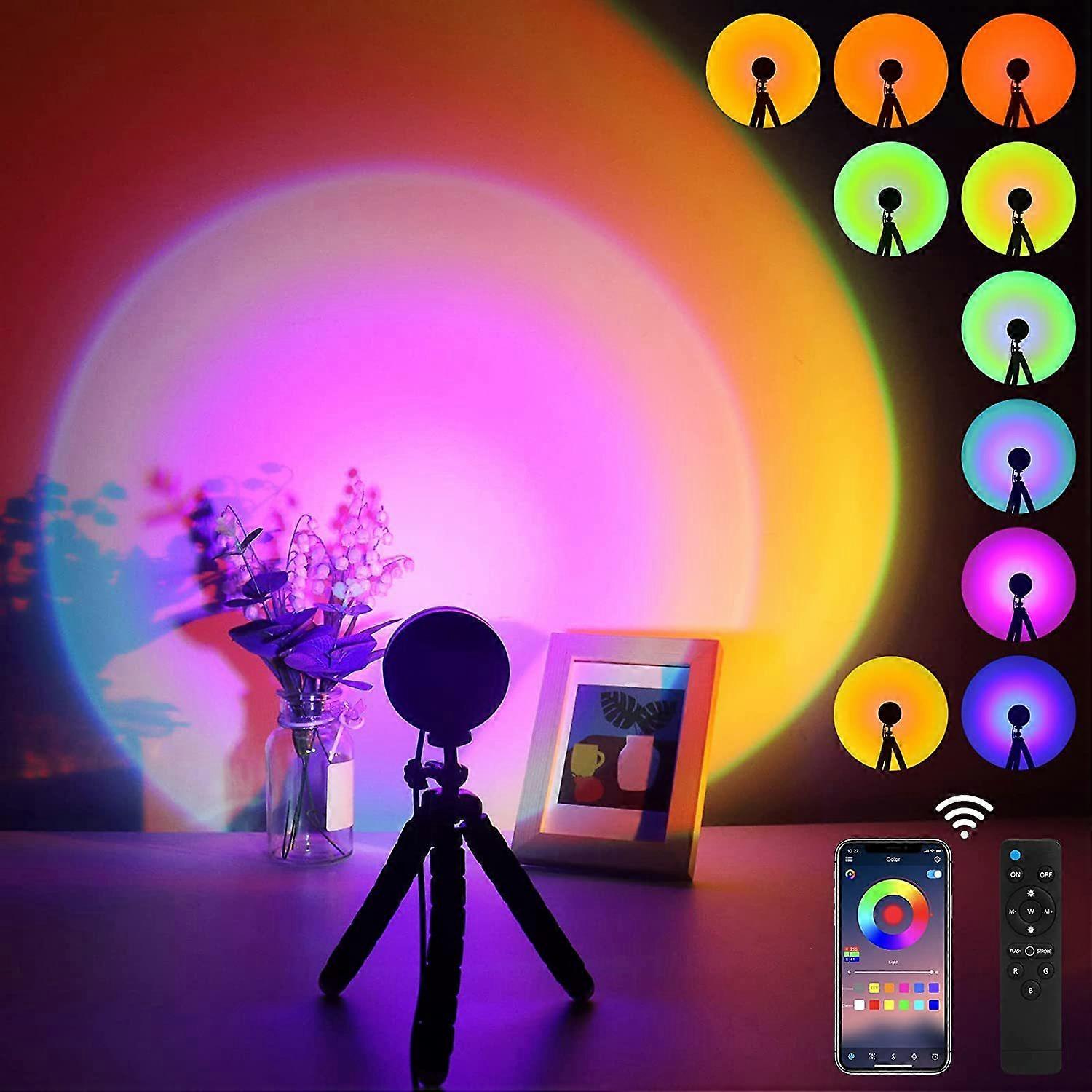 Sunset Light Sunset Light 16 Color Projector with Tripod Sunset Halo USB Rainbow LED Light Romantic Viewing Light 360 Degree Rotation Great Gift