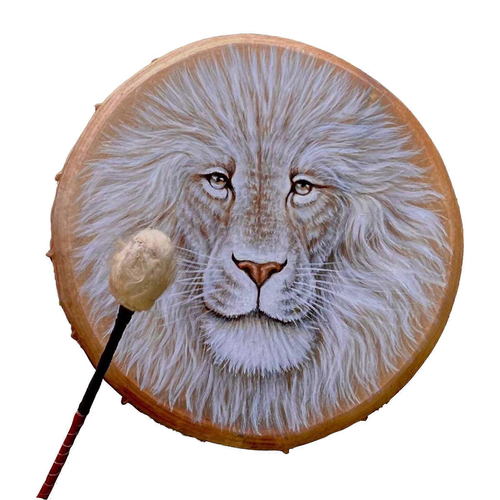 NEW Upgraded Shamanic Lion Pattern Handmade Drum with Drumsticks