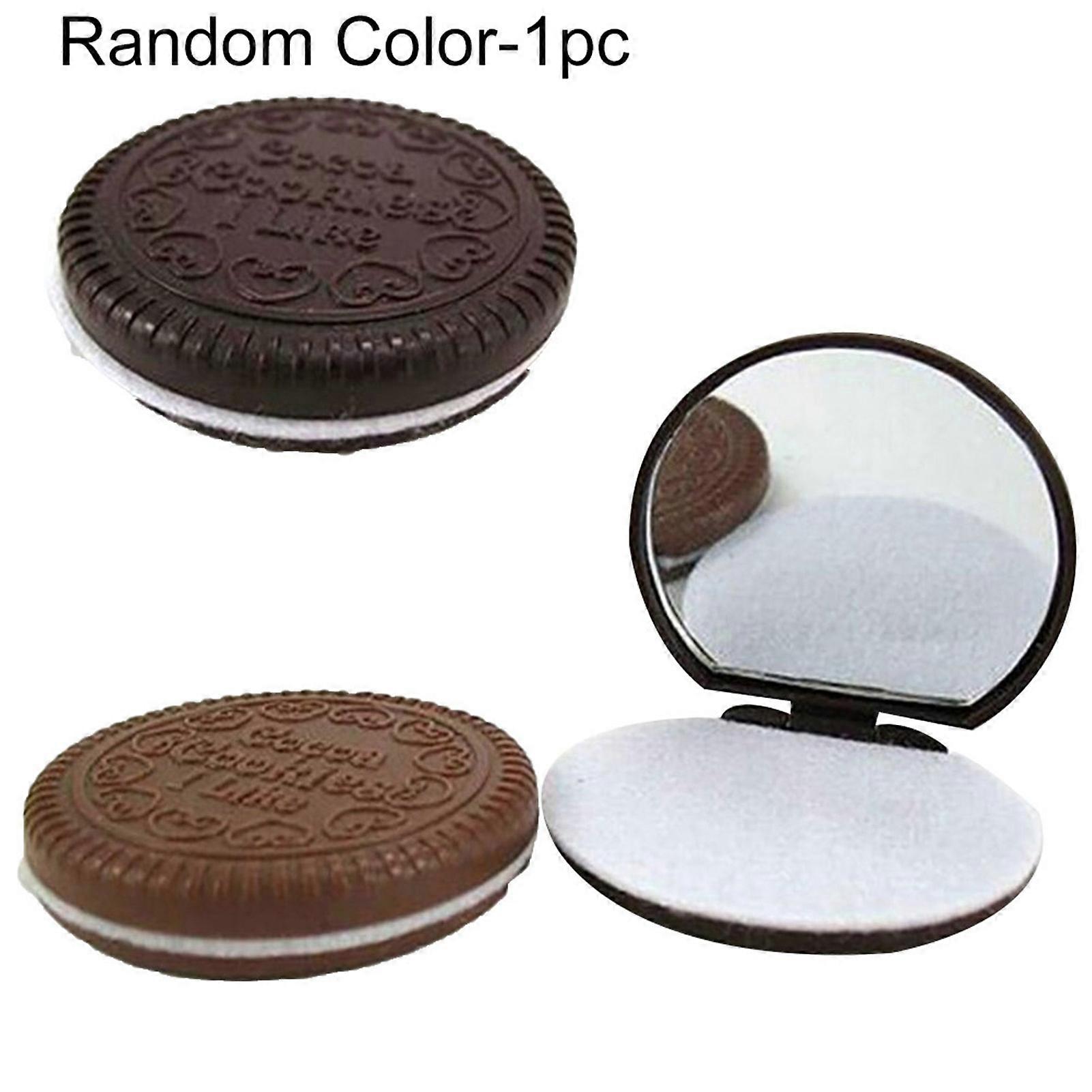 Cute Chocolate Sandwich Biscuit Shaped Portable Folding Round Makeup Mirror