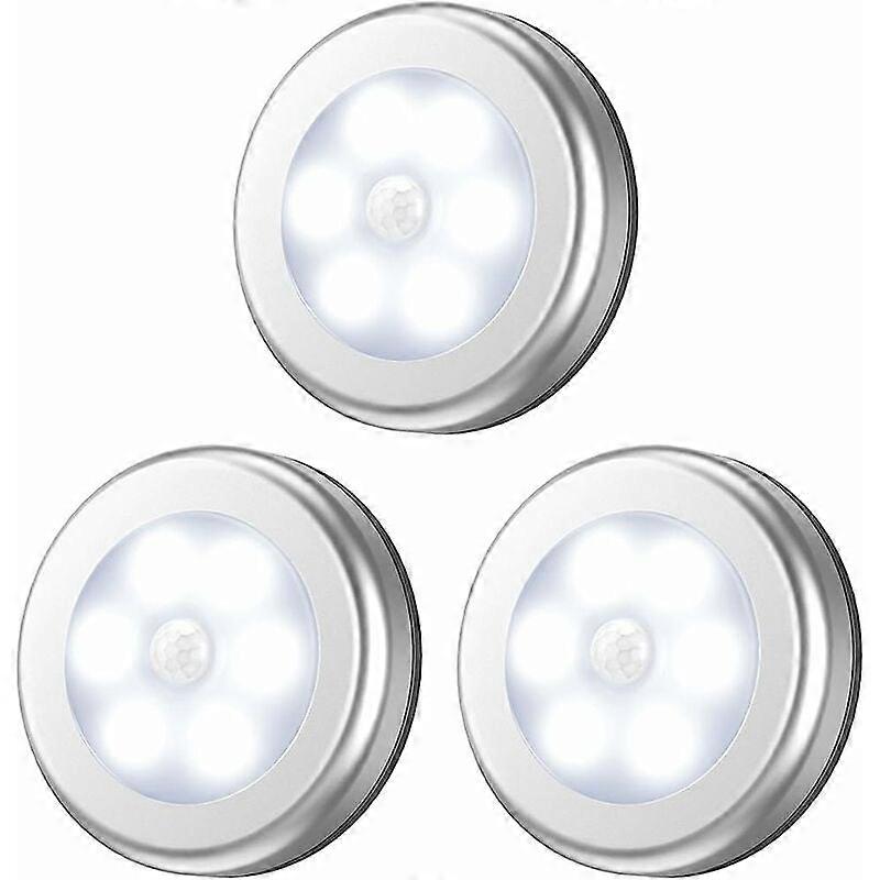 Motion Sensor Lights, Battery Operated Easy Install - 3 Pack, Silver