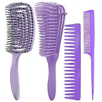 Hair Brush For Men And Momen, 4pcs Professional Comb Set Men,detangling Paddle Brush, Great On Wet Or Dry Hair, No More Tangle Straight Long Thick Cur